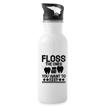 Floss The Ones You Want To Keep Dentist Dental Den - Water bottle with straw - white - Right