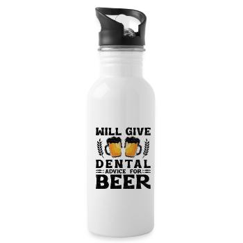 Wird zahnärztliche Ratschläge für Bierzahnarzt Dental De geben - Trinkflasche mit integriertem Trinkhalm - Weiß - Rechts