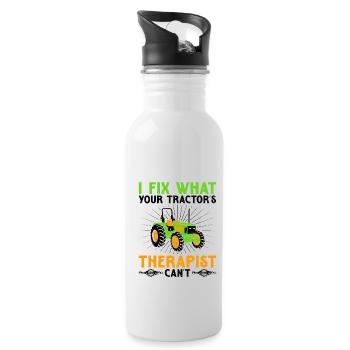 Agricultural Mechanic Funny Tractor Mechanics Farm - Water bottle with straw - white - Right