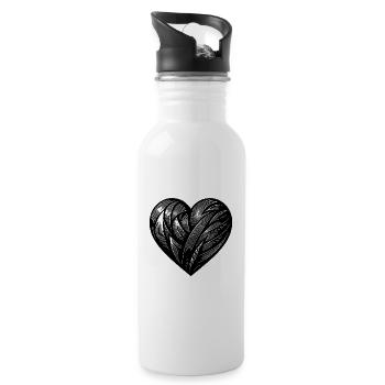 Elegantes Tattoo Herz - Trinkflasche mit integriertem Trinkhalm - Weiß - Rechts