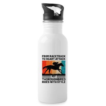 Thoroughbred Horse Racing Riding Equestian Horses - Water bottle with straw - white - Right