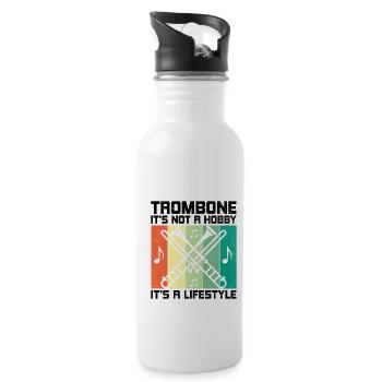 Trombonist Trombone Player Marching Band Trombone - Water bottle with straw - white - Right