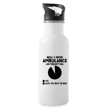 Will I Drive Ambulance Today Paramedic Driver EMS - Water bottle with straw - white - Right