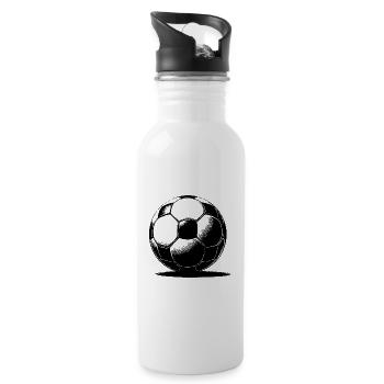 Ballon de football avec ombre - Gourde avec paille intégrée - blanc - Droite