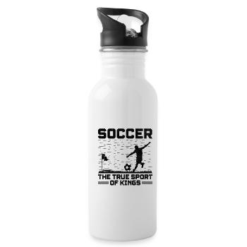 Footgolf Player Foot Golf Playing Footgolfers Foot - Water bottle with straw - white - Right