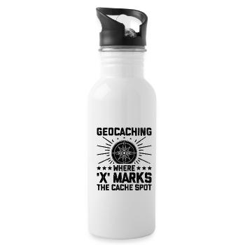 Geocaching Geocache Lustiger Geocacher Geocacher Sayi - Trinkflasche mit integriertem Trinkhalm - Weiß - Rechts