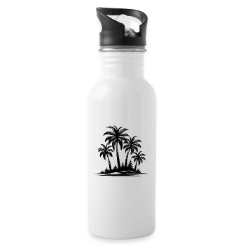 Tropische Palmen und Strand - Trinkflasche mit integriertem Trinkhalm - Weiß - Rechts