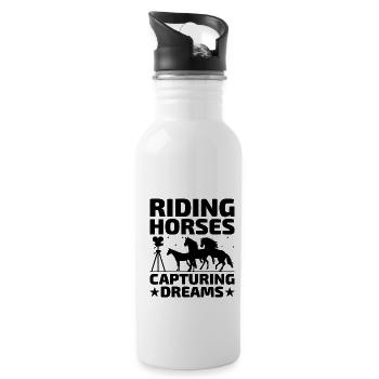 Pferdefotografie Reiten Pferde Hobby Ph - Trinkflasche mit integriertem Trinkhalm - Weiß - Rechts