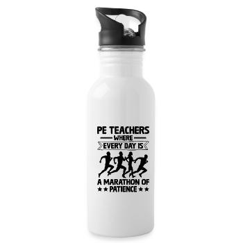Physical Education Teacher PE Teachers School Spor - Water bottle with straw - white - Right
