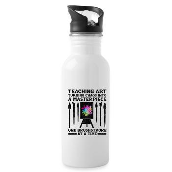 Art Teacher School Teacher Funny Art Teachers Scho - Water bottle with straw - white - Right