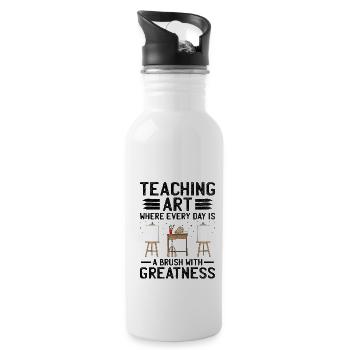 Art Teacher School Teacher Funny Art Teachers Scho - Water bottle with straw - white - Right