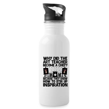 Art Teacher School Teacher Funny Art Teachers Scho - Water bottle with straw - white - Right