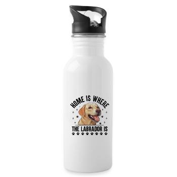 La maison est là où le Labrador est Retriever de chien de laboratoire - Gourde avec paille intégrée - blanc - Droite