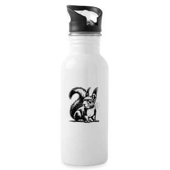 Children's Sketch Squirrel Pencil Drawing - Water bottle with straw - white - Right