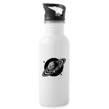 Giant planet with rings and moons in front of sun - Water bottle with straw - white - Right