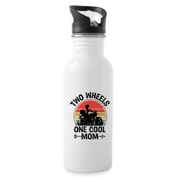 Two Wheels One Cool Mom Motorcycling Biker Motorcy - Water bottle with straw - white - Right