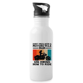 Don't Mess With A Motorcycle Mom She Knows How To - Water bottle with straw - white - Right