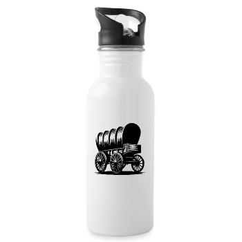 Classic Horse Covered Wagon - Water bottle with straw - white - Right
