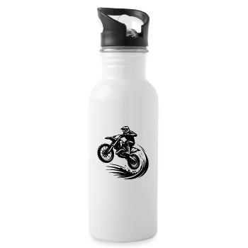 Gelände Maschine im Sprung Hobby Motorsport - Trinkflasche mit integriertem Trinkhalm - Weiß - Rechts