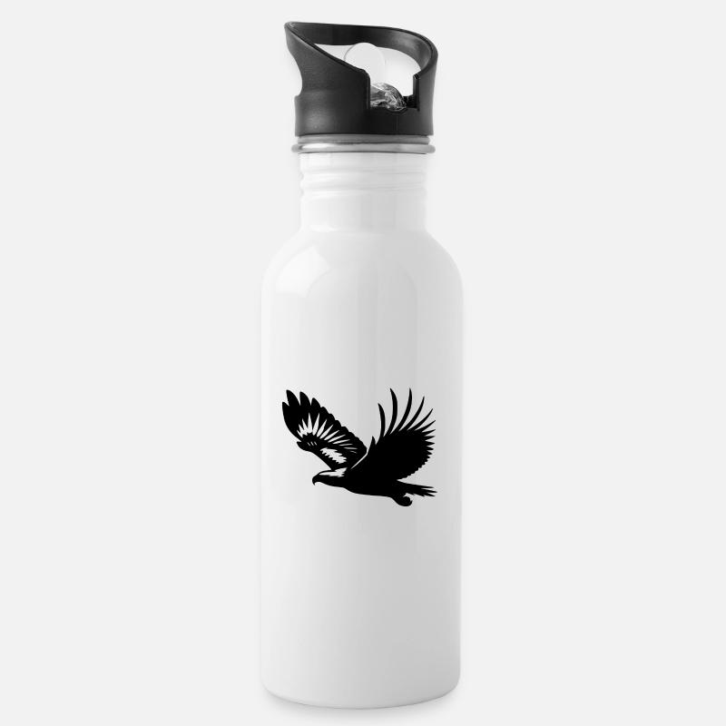 White-tailed eagle on broad wings on the rise - Water bottle with straw - white