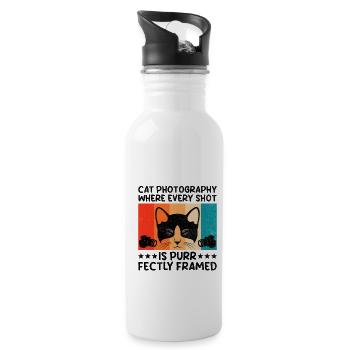 Cat Photographers Cat Lovers Photograpy Cats Photo - Water bottle with straw - white - Right