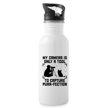 Cat Photographers Cat Lovers Photograpy Cats Photo - Water bottle with straw - white - Right