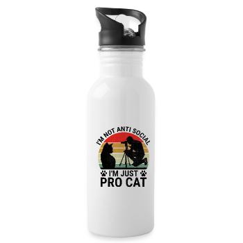 Cat Photographers Cat Lovers Photograpy Cats Photo - Water bottle with straw - white - Right