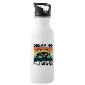 Drumming It's Not A Phase It's A Lifestyle Drum Dr - Water bottle with straw - white - Right