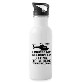 Ich pausierte meinen Hubschrauberflug, um hier zu sein, du bist wir - Trinkflasche mit integriertem Trinkhalm - Weiß - Rechts