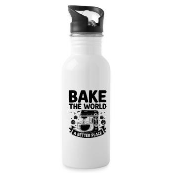 Bake The World A Better Place Baker Pastry Baking - Water bottle with straw - white - Right