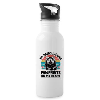 Mon Ragdoll Laisse Des Empreintes De Pattes Sur Mon Coeur Ragdolls C - Gourde avec paille intégrée - blanc - Droite