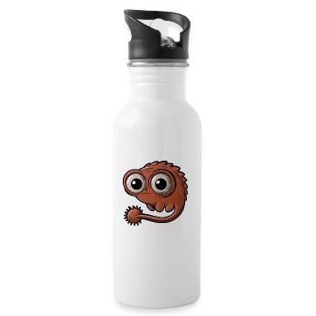 Petit monstre fantastique drôle avec de grands yeux - Gourde avec paille intégrée - blanc - Droite
