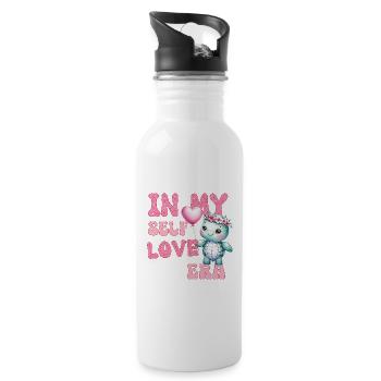 Cute Valentine's day Turtle - In my self love - Water bottle with straw - white - Right