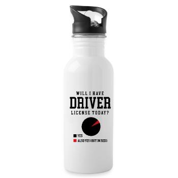 Will I Have Driver License Today Driving School - Water bottle with straw - white - Right