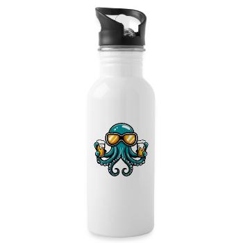 Octopus après-ski beer - Water bottle with straw - white - Right