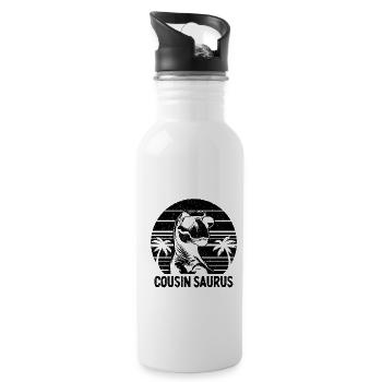 Retro Cousin Saurus Dinosaur Family Reunion - Water bottle with straw - white - Right