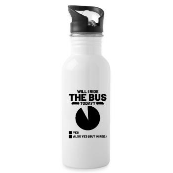 Will I Ride The Bus Today School Busman Driver - Water bottle with straw - white - Right