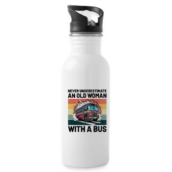 Never Underestimate An Old Woman With A Bus Driver - Water bottle with straw - white - Right