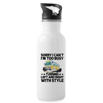 Sorry I Can't I'm Too Busy Turning Left And Right - Water bottle with straw - white - Right