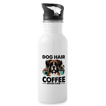 Hundehaare Und Kaffee Boxer Flair Koffein Liebhaber - Trinkflasche mit integriertem Trinkhalm - Weiß - Rechts