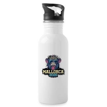 Mallorca 2025 Affe - Trinkflasche mit integriertem Trinkhalm - Weiß - Rechts