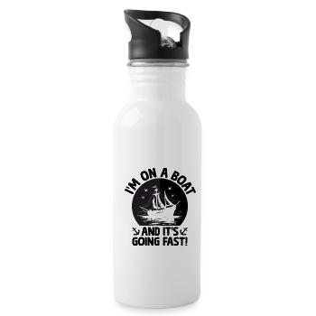 I'm On A Boat And It's Going Fast Paddle Boat - Water bottle with straw - white - Right