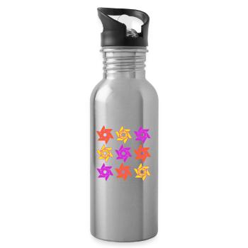 Rosenblüte Lebendiges geometrisches Kaleidoskop - Trinkflasche mit integriertem Trinkhalm - Lightsilver - Rechts