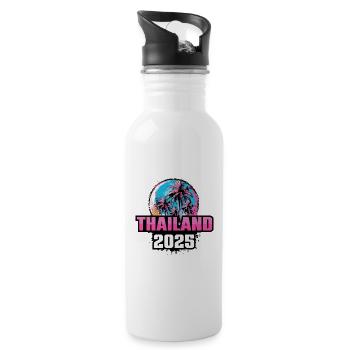 Thailand 2025 Palmen - Trinkflasche mit integriertem Trinkhalm - Weiß - Rechts