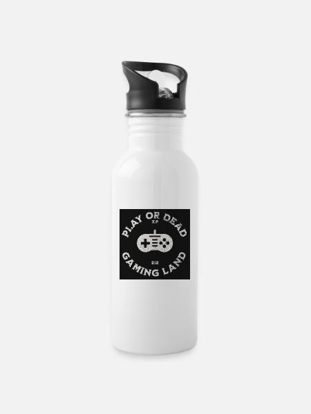 Retro Gaming Controller Design - Trinkflasche mit integriertem Trinkhalm - Weiß