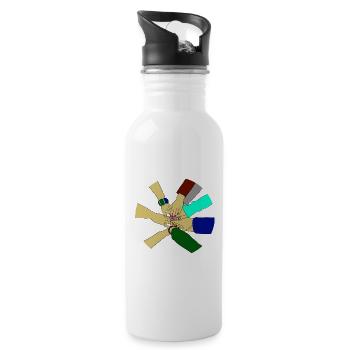 Freundschaft - Trinkflasche mit integriertem Trinkhalm - Weiß - Rechts