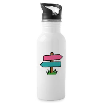 Wegweiser - Trinkflasche mit integriertem Trinkhalm - Weiß - Rechts