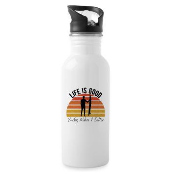 Surfen - Trinkflasche mit integriertem Trinkhalm - Weiß - Rechts