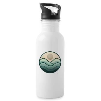 Minimalistisches Bergabzeichen-DesignMinimalistisches Reittier - Trinkflasche mit integriertem Trinkhalm - Weiß - Rechts