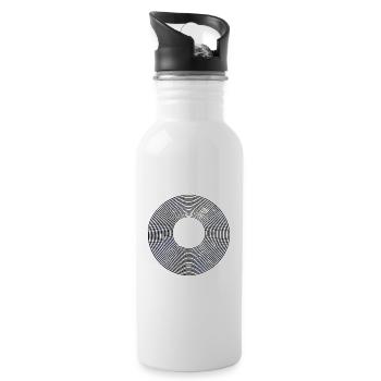 Minimalistisches abstraktes Kreislinien-Design - Trinkflasche mit integriertem Trinkhalm - Weiß - Rechts